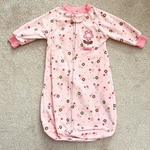 Pink & brown flower fleece sleep sack